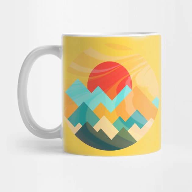 Minimalist Abstract Art #30 Geometric Mountains and Sun Rise by Insightly Designs